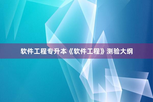 软件工程专升本《软件工程》测验大纲